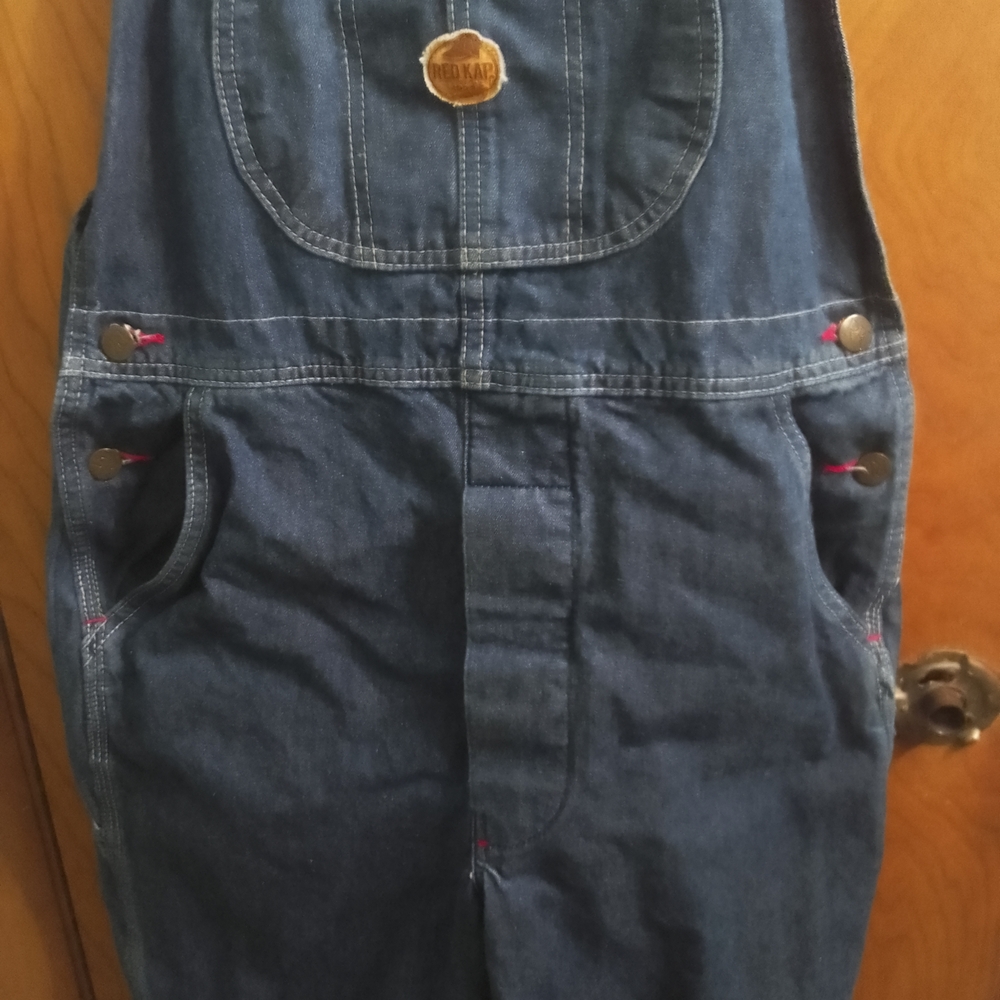 Classic Dark Wash Mens Red Cap Bib Denim Overalls 34/32 - Picture 7 of 16